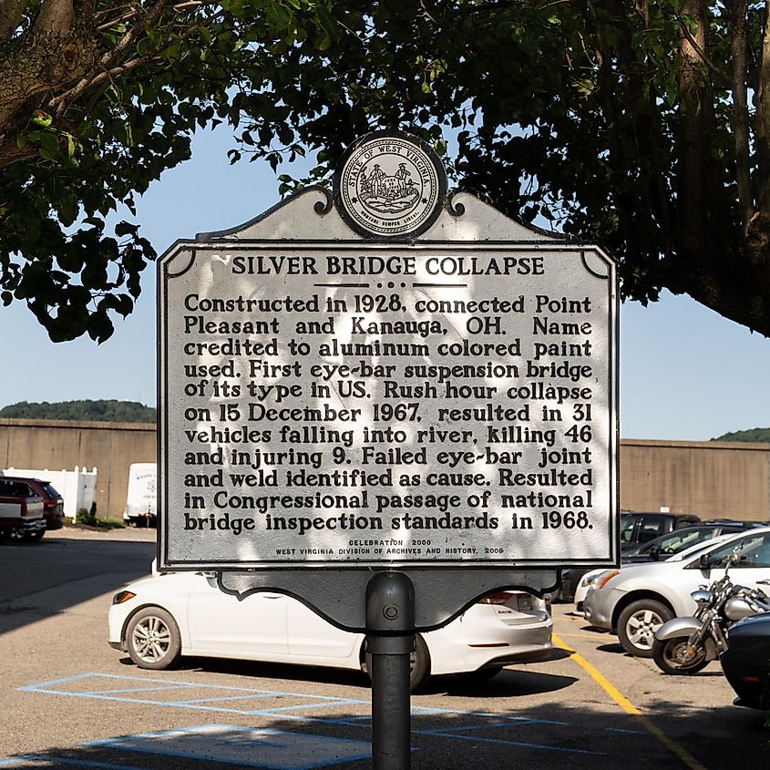 A plaque dedicated to the Silver Bridge Collapse of 1967