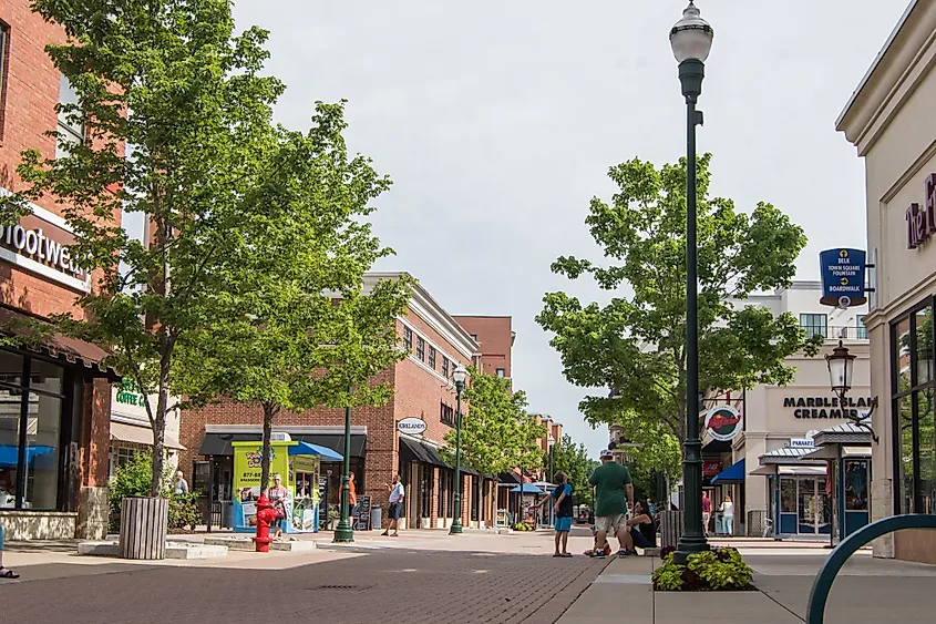 Looking down the Branson Landing during an early morning in Branson, Missouri. Editorial credit: NSC Photography / Shutterstock.com