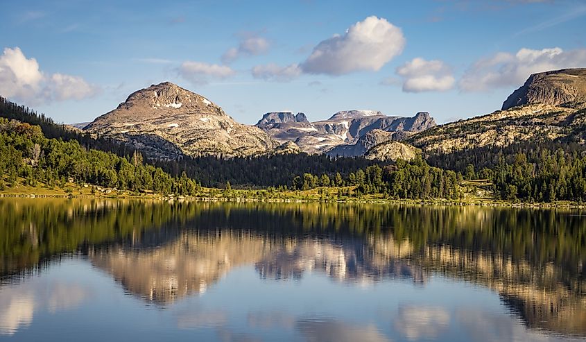 Beautiful Island Lake in the early morning light, near Beartooth Pass in Montana