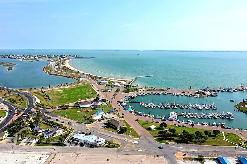 Aerial view of Rockport, Texas.