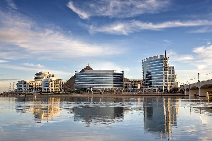 Tempe Town Lake with downtown Tempe in the background