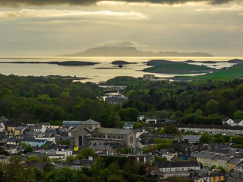 Aerial view of Westport, Ireland.