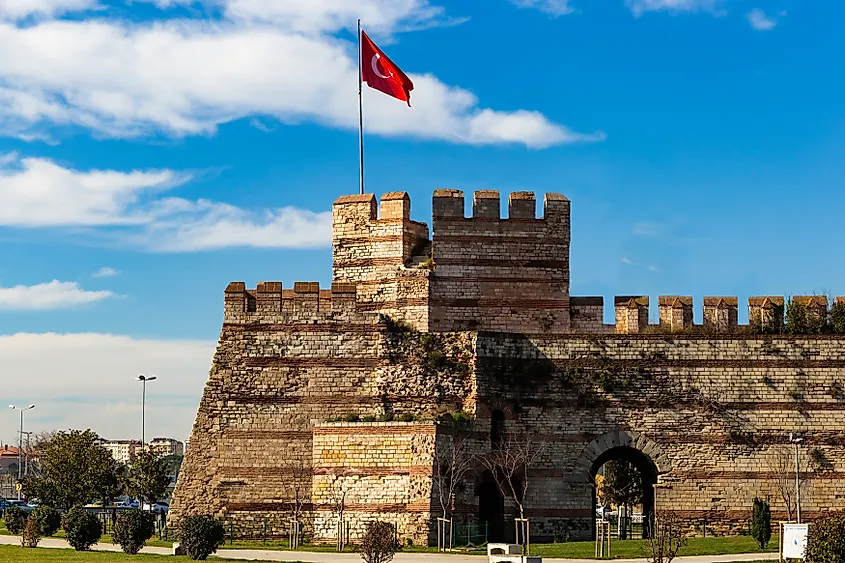 Walls of Constantinople. (Theodosian Walls). Istanbul. Turkey.