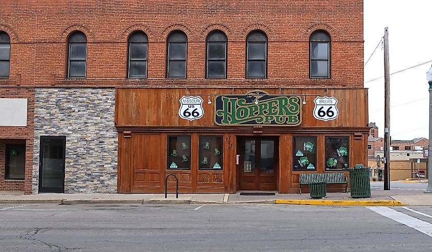 Rolla, Missouri United States - March 3 2022: a pub on the main street on a cloudy day