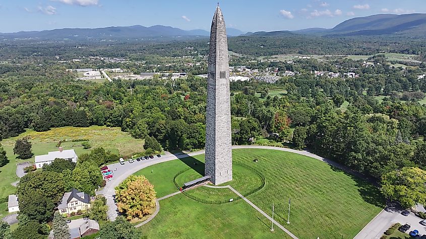 Aerial view of Bennington Battle Monument in Vermont See less