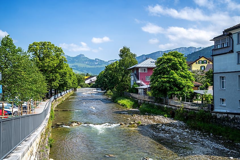 River flowing through Appenzell, Switzerland.
