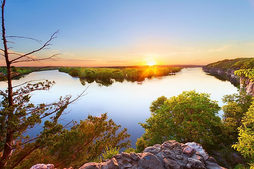 Sunset from where the Sac River and the Osage River comes together at Truman Lake in the Ozarks of Missouri.