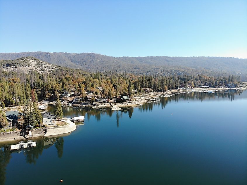 Aerial view of Bass Lake, California.