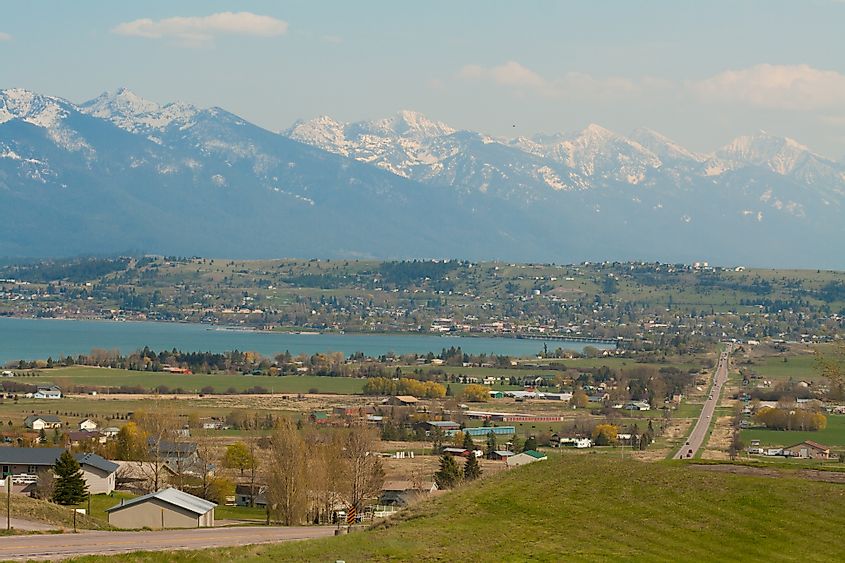 Aerial view of Polson, Montana.