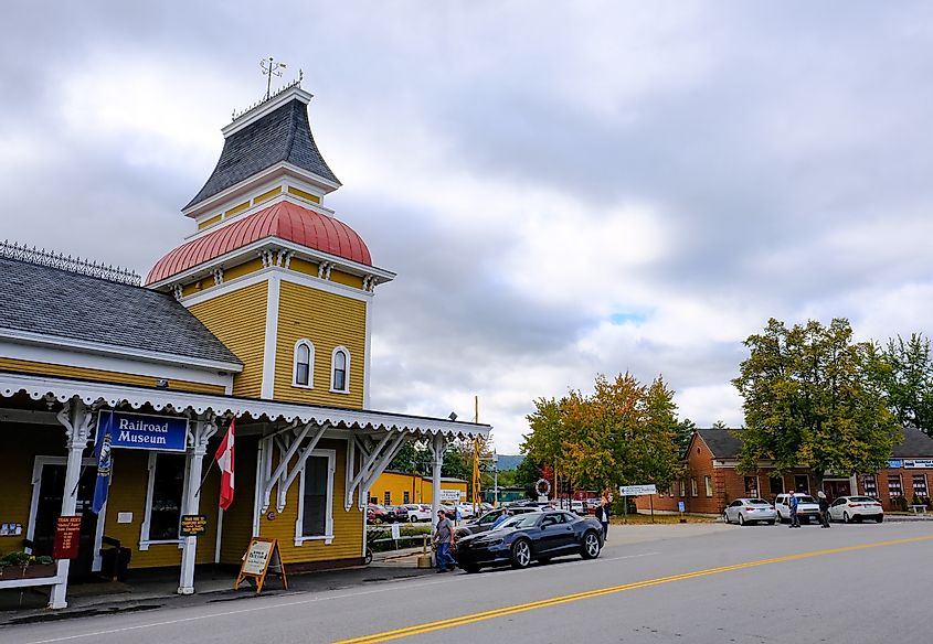 Beautiful street view in North Conway, New Hampshire, during fall