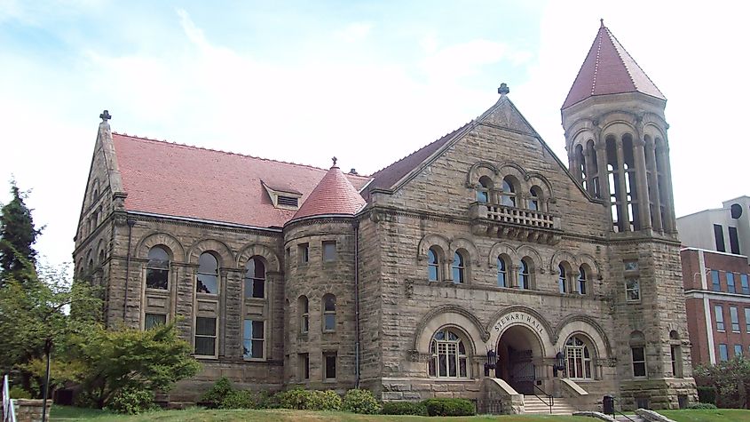 The historic Stewart Hall in Morgantown, West Virginia.