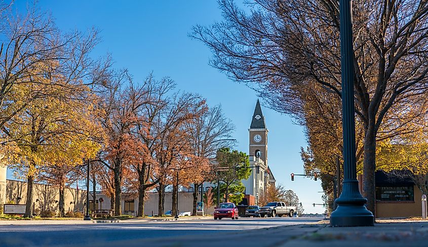 The adorable downtown area of Fayetteville, Arkansas.