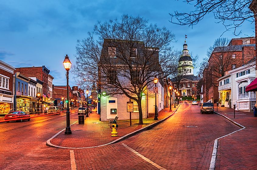 Main Street in Annapolis, Maryland.