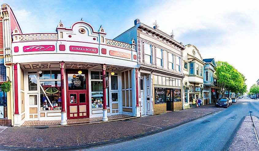 Buildings in Eureka Downtown Old town panoramic