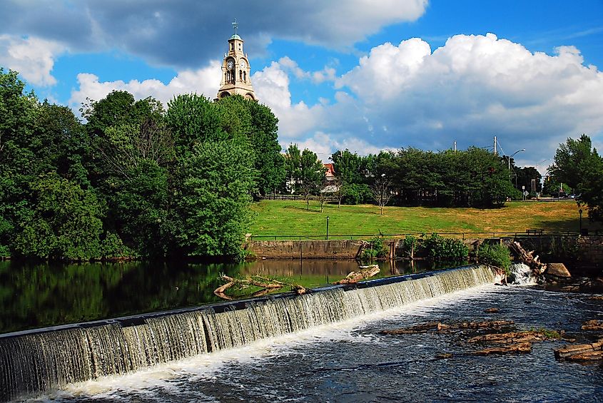A small dam on the Blackstone River in Pawtucket, Rhode Island