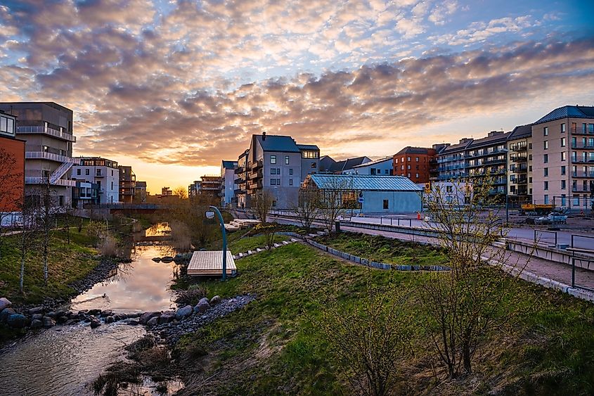Vallastaden in Linköping, new modern buildings.