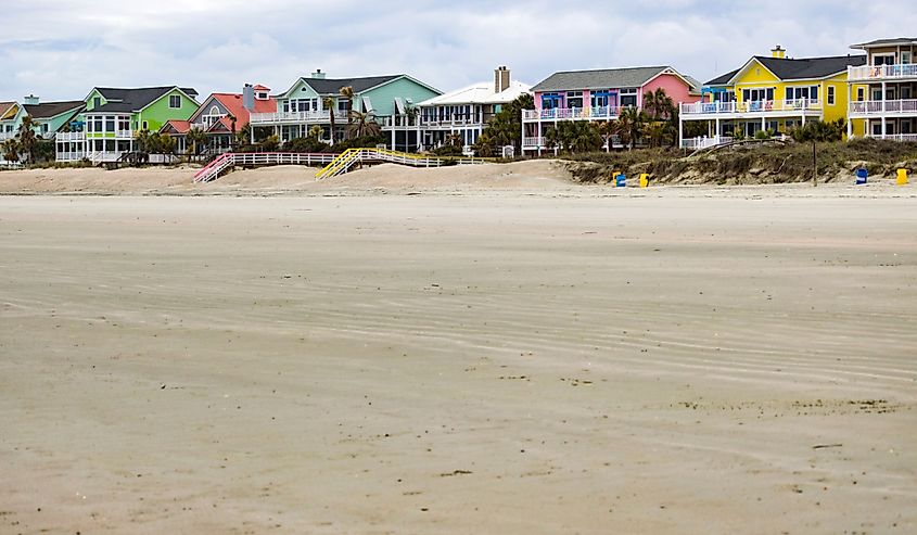 Colorful beach houses on the Isle of Palms, South Carolina