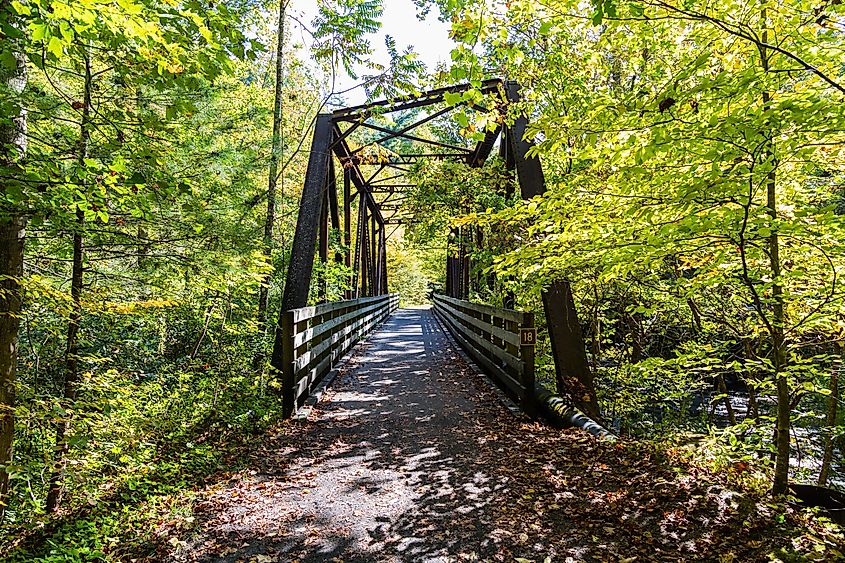 The Virginia Creeper Trail, the most popular bike route in the region. Abingdon, VA, USA