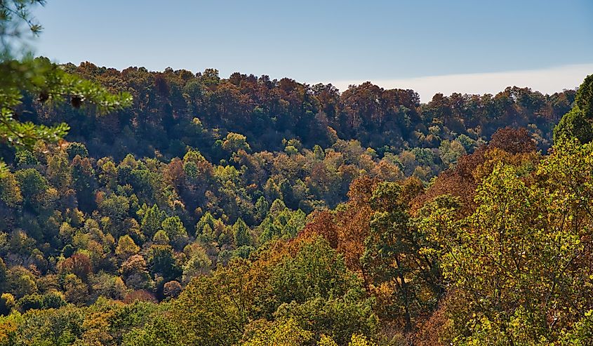 Aerial view of the valley during fall in Chillicothe.