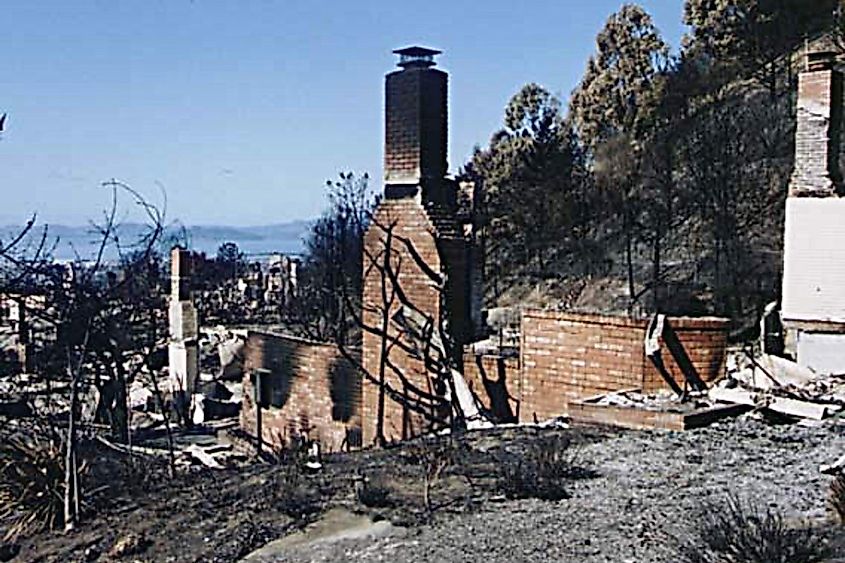Destroyed homes left in the wake of the Oakland Hills firestorm.