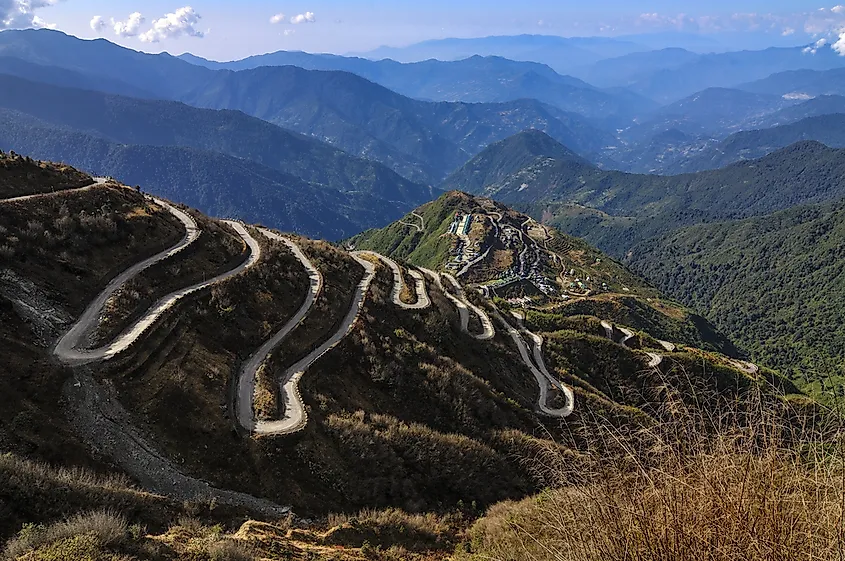 Curvy roads in India where the old Silk Road used to pass through.