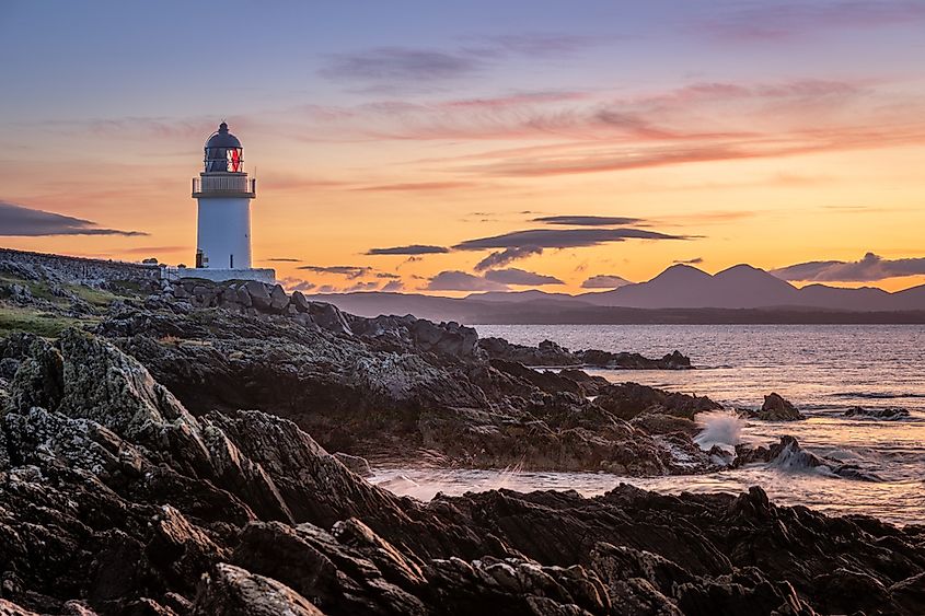 Sunrise at Port Charlotte, Islay, in the Inner Hebrides of western Scotland.