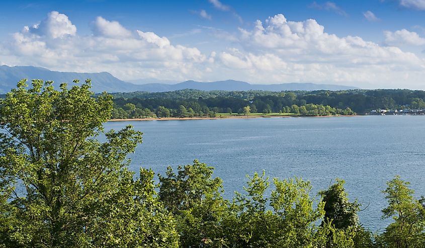 Summer view of Douglas lake in state Tennessee