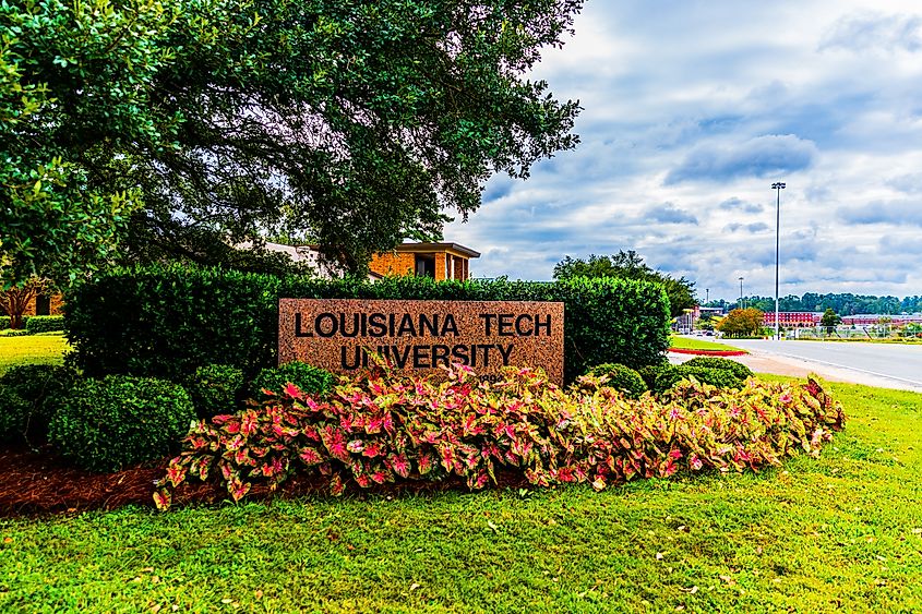 Louisiana Tech University sign in Ruston, Louisiana.