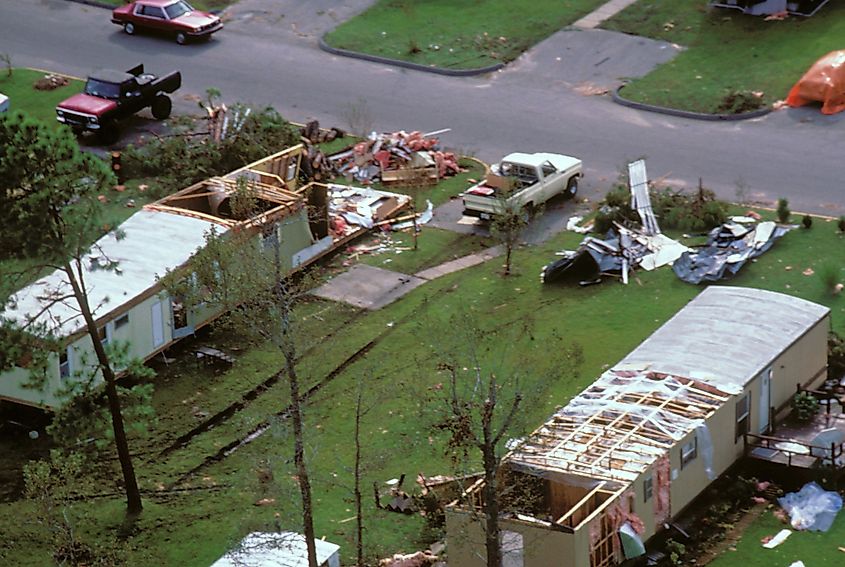 Damage from Hurricane Hugo in Charleston, South Carolina