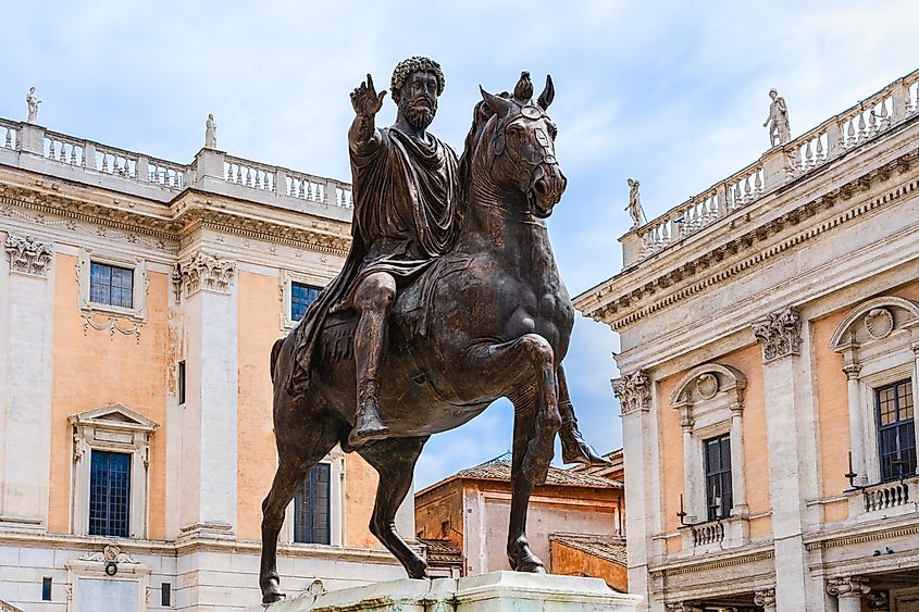  The Equestrian Statue of Marcus Aurelius in Rome, Italy.