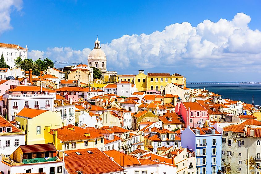 Lisbon, Portugal town skyline at the Alfama.