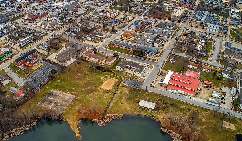 Aerial view of Rolla, Missouri. 