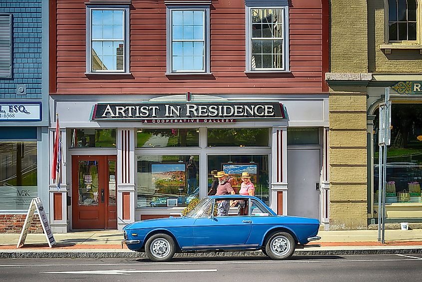 A street scene in St. Albans, Vermont.