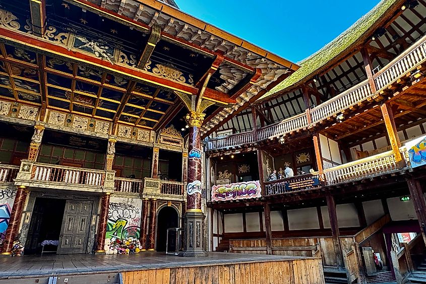 Interior of the Globe showing tiered seating. Image credit: Bryan Dearsley