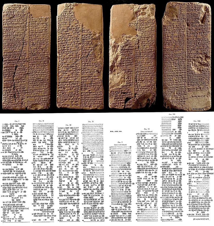 The Sumerian King List inscribed onto the Weld-Blundell Prism, with transcription.