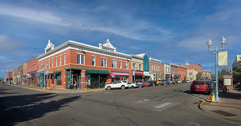 Panoramic view of downtown Laramie from the intersection of 1st Street Grand Avenue, via Nagel Photography / Shutterstock.com