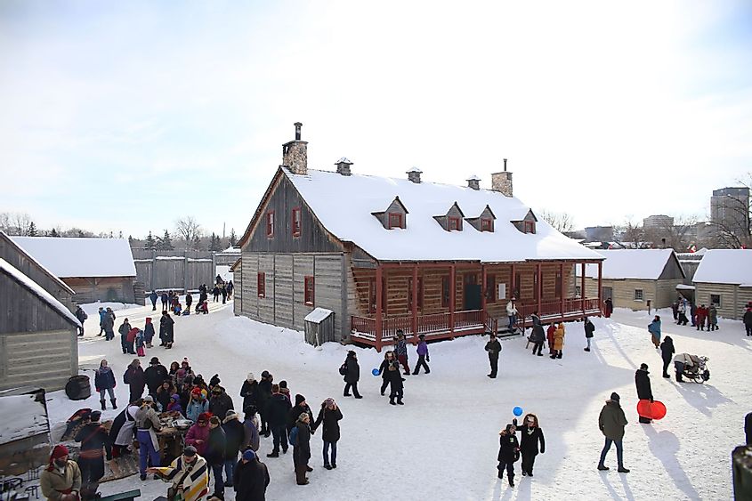 A sunny and beautiful day at Festival du Voyageur in Winnipeg, Canada