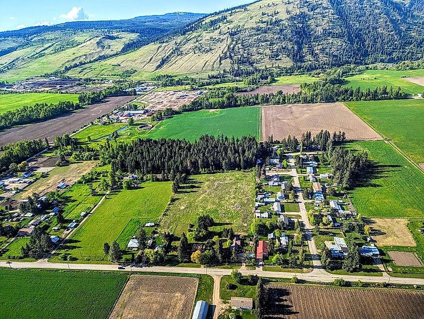 Aerial view of Lumby in British Columbia, via 