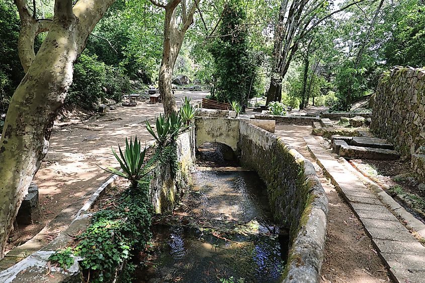 Stream of natural mineral water source from Caldas de Monchique, Algarve, Portugal 