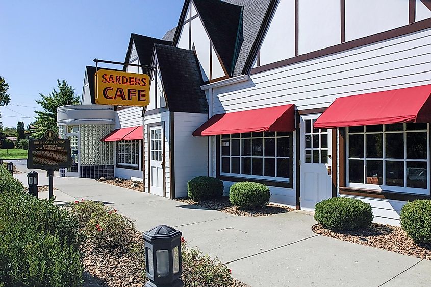 Exterior of the Sanders Café and Museum, the birthplace of Kentucky Fried Chicken, in North Corbin, Kentucky, via Gerry Matthews / Shutterstock.com