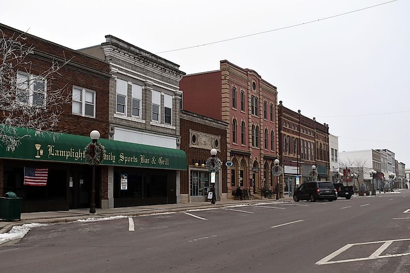 German buildings along German Street in New Ulm, Minnesota.