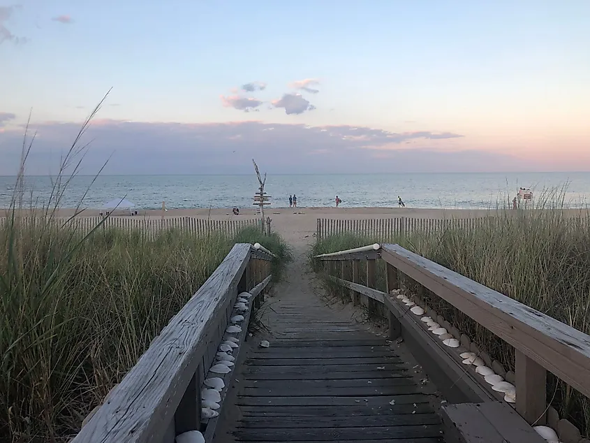 Boardwalk at dawn at Bethany Beach, Delaware