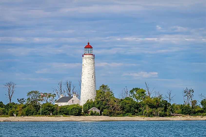 The Chantry Island Lighthouse on Lake Huron, off the shores of Southampton, Ontario.