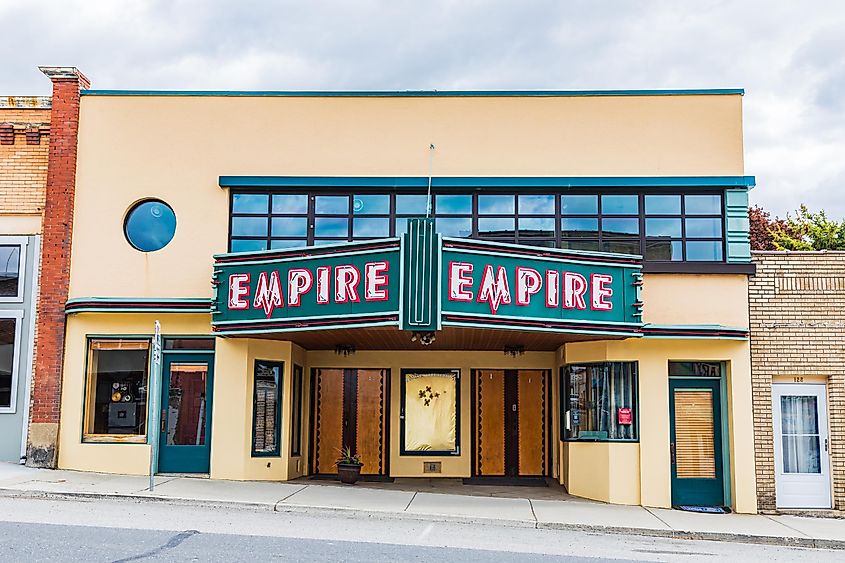 Small town movie theater in the Palouse hills.