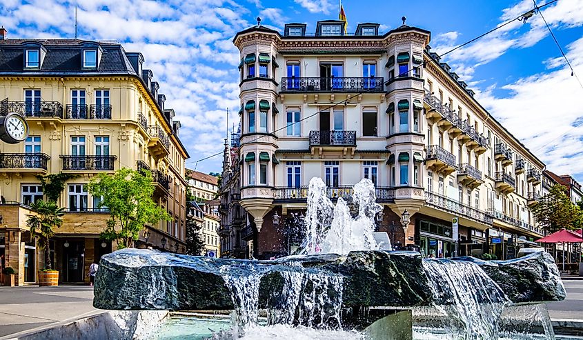 Historic buildings at the famous old town of Baden-Baden, Germany