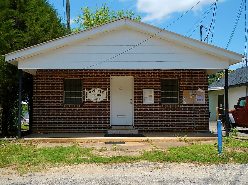 The Town Hall in Waverly, Alabama.