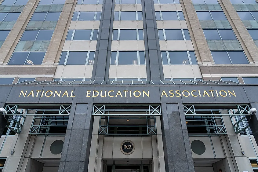 National Education Association entry at the DC Headquarters. Editorial credit: Rosemarie Mosteller / Shutterstock.com