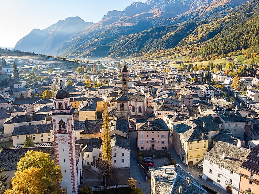Poschiavo village, italian-speaking place in the canton of Graubünden, Switzerland.