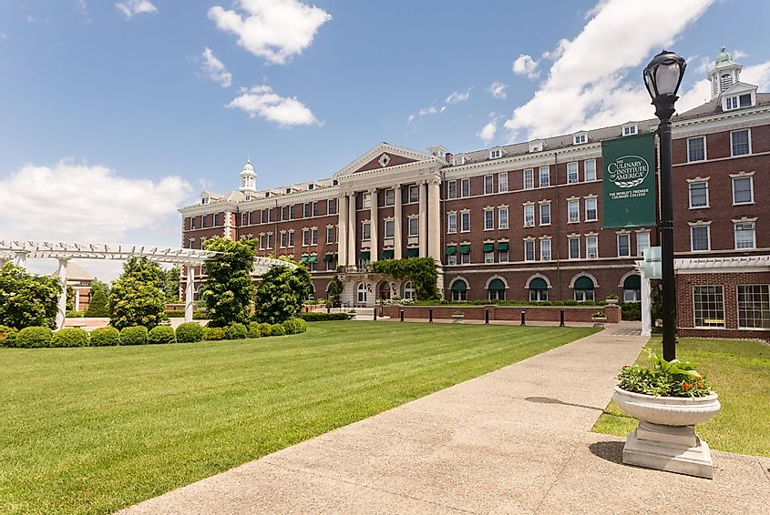 The Culinary Institute of America. A not-for-profit college for culinary education. Roth Hall, the centerpiece of the CIA New York campus, via Nancy Kennedy / Shutterstock.com