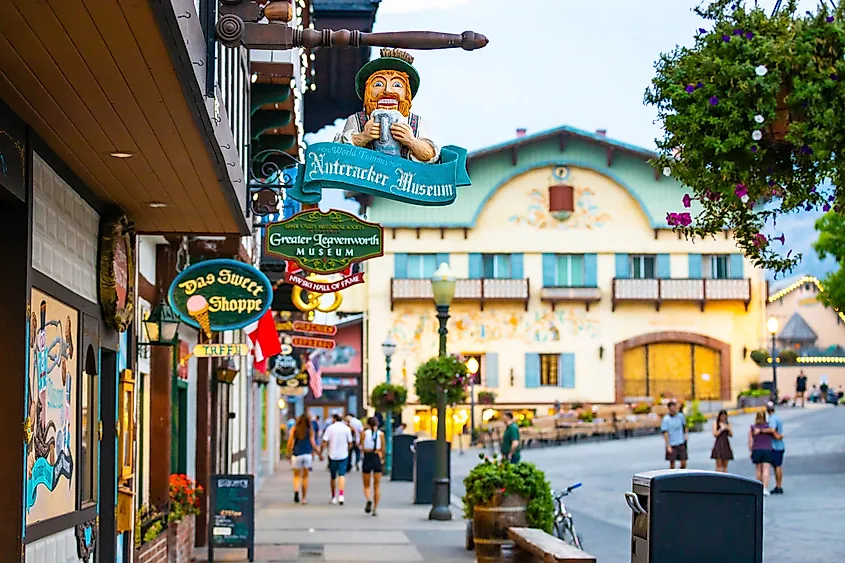 Bavarian-style storefronts in Leavenworth, Washington